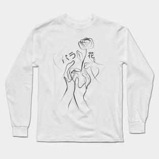 aesthetic hand flower simple art Long Sleeve T-Shirt